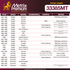 Metrix Premium Chassis Parts Front Inner Tie Rod End 33385MT aftermarket car parts