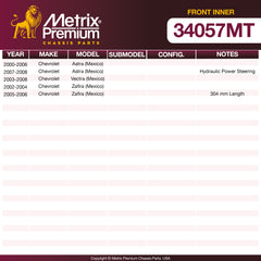 Metrix Premium Chassis Parts Front Inner Tie Rod End 34057MT aftermarket car parts