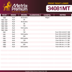 Metrix Premium Chassis Parts Front Right Lower Control Arm And Ball Joint Assembly 34081MT aftermarket car parts