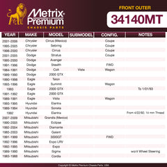 Metrix Premium Chassis Parts Front Outer Tie Rod End 34140MT aftermarket car parts