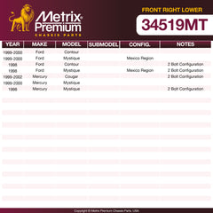 Metrix Premium Chassis Parts Front Right Lower Control Arm and Ball Joint Assembly 34519MT aftermarket car parts