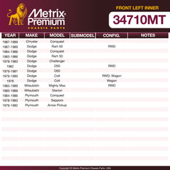 Metrix Premium Chassis Parts Front Left Inner Tie Rod End 34710MT OEM fit auto parts
