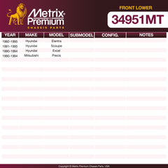 Metrix Premium Chassis Parts Front Lower Ball Joint 34951MT OEM fit auto parts