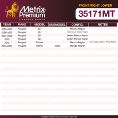 Metrix Premium Chassis Parts Front Right Lower Control Arm and Ball Joint Assembly 35171MT aftermarket car parts