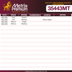 Metrix Premium Chassis Parts Rear Left Lower Rearward; Rear Right Lower Rearward Control Arm 35443MT OEM fit auto parts