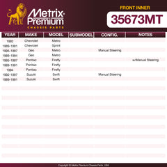 Metrix Premium Chassis Parts Front Inner Tie Rod End 35673MT aftermarket car parts