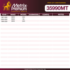 Metrix Premium Chassis Parts Front Left Lower Rearward Control Arm And Ball Joint Assembly 35990MT OEM fit auto parts
