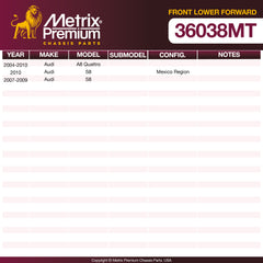 Metrix Premium Chassis Parts Front Lower Forward Control Arm And Ball Joint Assembly 36038MT aftermarket car parts