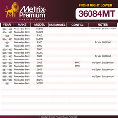 Metrix Premium Chassis Parts Front Right Lower Control Arm And Ball Joint Assembly 36084MT OEM fit auto parts