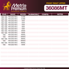 Metrix Premium Chassis Parts Front Right Upper Control Arm and Ball Joint Assembly 36086MT aftermarket car parts