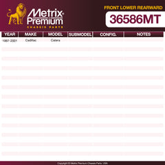 Metrix Premium Chassis Parts Front Lower Rearward Control Arm Bushing 36586MT OEM fit auto parts