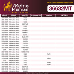 Metrix Premium Front Lower Rearward Arm To Frame Control Arm Bushing 36632MT OEM fit spare parts