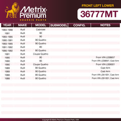Metrix Premium Chassis Parts Front Left Lower Control Arm and Ball Joint Assembly 36777MT OEM fit auto parts
