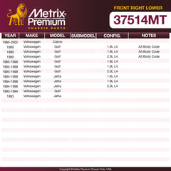 Metrix Premium Chassis Parts Front Right Lower Control Arm and Ball Joint Assembly 37514MT OEM fit auto parts