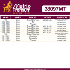 Metrix Premium At Pitman Arm; Left Outer (Steering Arm To Steering Arm) Tie Rod End 38097MT OEM fit auto parts fitment compability