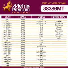Metrix Premium Front Left Lower Forward Control Arm and Ball Joint Assembly 38386MT OEM fit auto parts fitment compability