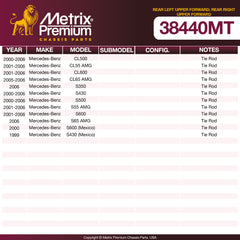 Metrix Premium Chassis Parts Rear Left Upper Forward; Rear Right Upper Forward Control Arm and Ball Joint Assembly 38440MT OEM fit auto parts