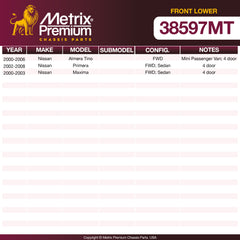 Metrix Premium Chassis Parts Front Lower Ball Joint 38597MT OEM fit auto parts