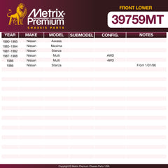 Metrix Premium Chassis Parts Front Lower Ball Joint 39759MT OEM fit auto parts