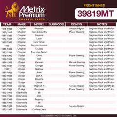 Metrix Premium Chassis Parts suspension steering brake parts