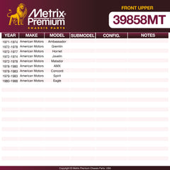 Metrix Premium Chassis Parts Front Upper Ball Joint 39858MT OEM fit auto parts
