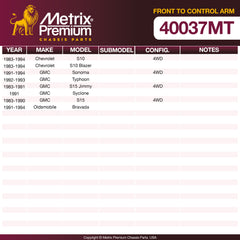 Metrix Premium Chassis Parts Front To Control Arm Stabilizer Bar Bushing Kit 40037MT aftermarket car parts