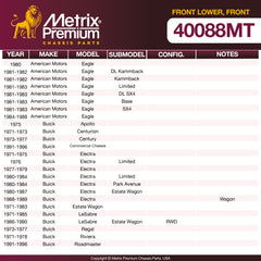 Metrix Premium Chassis Parts Front Lower Forward Control Arm Bushing 40088MT OEM fit auto parts