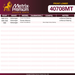 Metrix Premium Chassis Parts Front Lower Ball Joint 40708MT OEM fit auto parts