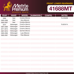 Metrix Premium Chassis Parts Front Lower Rearward Control Arm Bushing 41688MT OEM fit auto parts