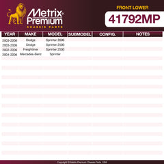 Metrix Premium Chassis Parts Front Lower Control Arm Bushing Kit 41792MP OEM fit auto parts