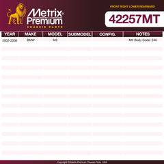 Metrix Premium Chassis Parts Front Right Lower Rearward Control Arm Bushing 42257MT aftermarket car parts