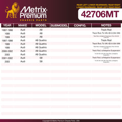 Metrix Premium Chassis Parts Rear Left Lower Rearward; Rear Right Lower Rearward Control Arm 42706MT aftermarket car parts