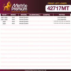 Metrix Premium Chassis Parts Front Left Lower Control Arm and Ball Joint Assembly 42717MT aftermarket car parts