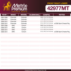 Metrix Premium Front Right Lower Control Arm and Ball Joint Assembly 42977MT OEM fit spare parts