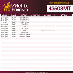 Metrix Premium Front Left Lower Forward Control Arm and Ball Joint Assembly 43508MT OEM fit spare parts