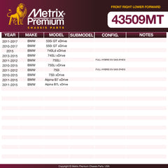 Metrix Premium Front Right Lower Forward Control Arm and Ball Joint Assembly 43509MT OEM fit spare parts