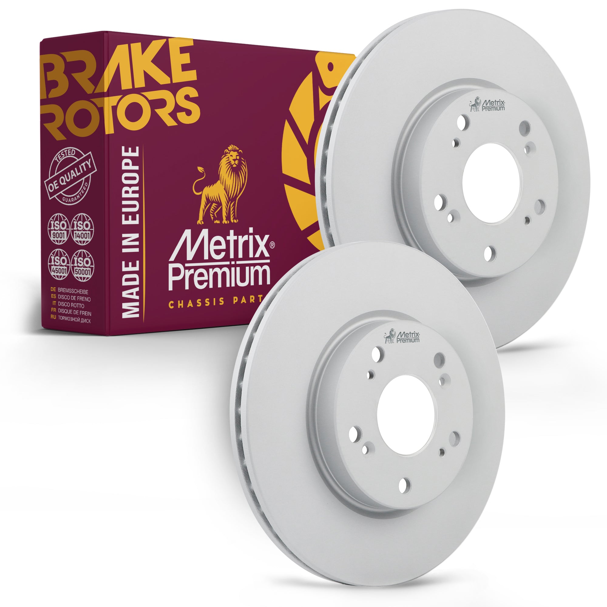Metrix Premium Chassis Parts - 11.1 inch (282mm) 2 PC Front Coated Vented Brake Rotor Fits 2012-2015 Honda Civic, 2013 Acura ILX, Replacement 09.7932.14, Made in Europe