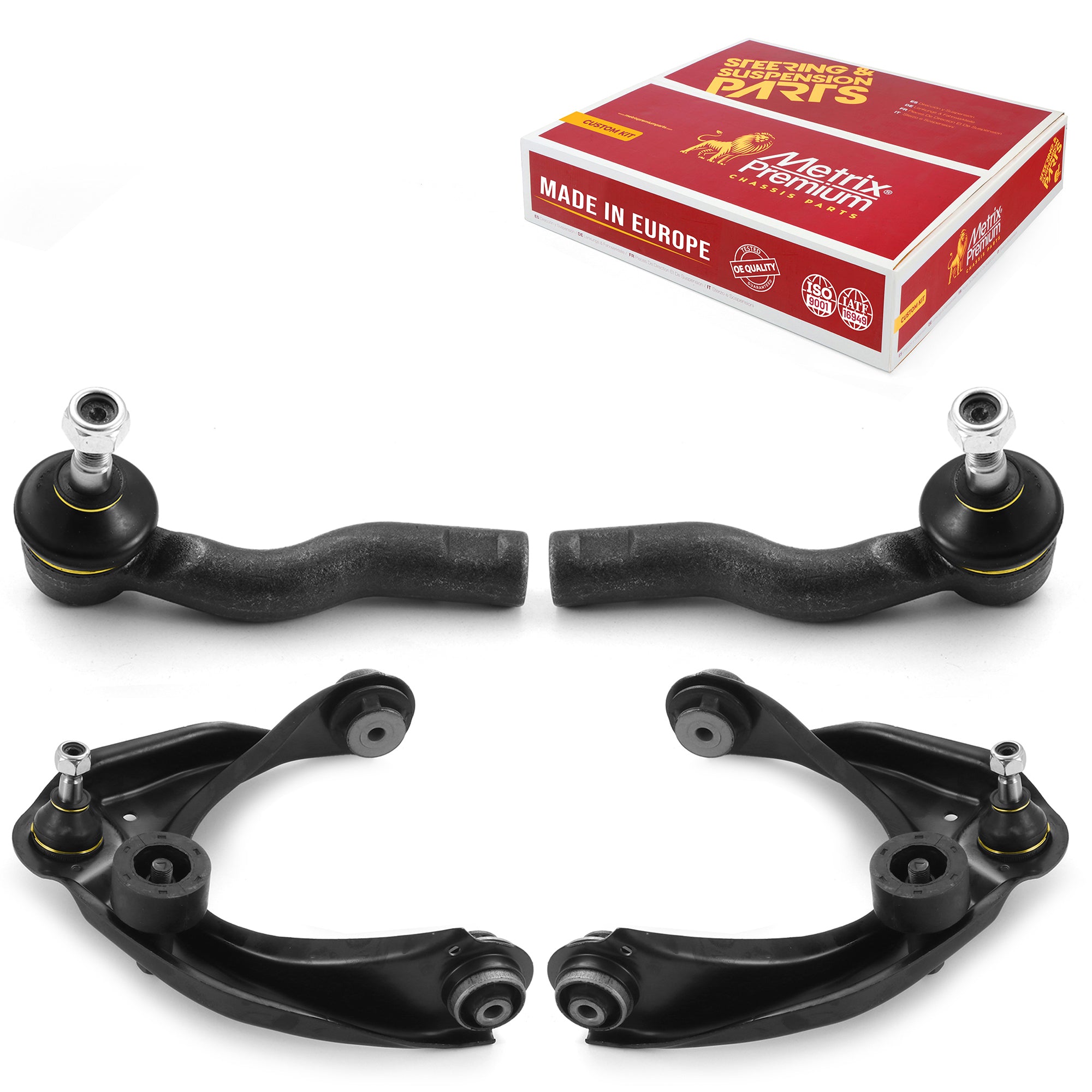 Metrix Premium 4 PC Front Upper Control Arm and Outer Tie Rod End Kit 96454MT OEM fit auto parts