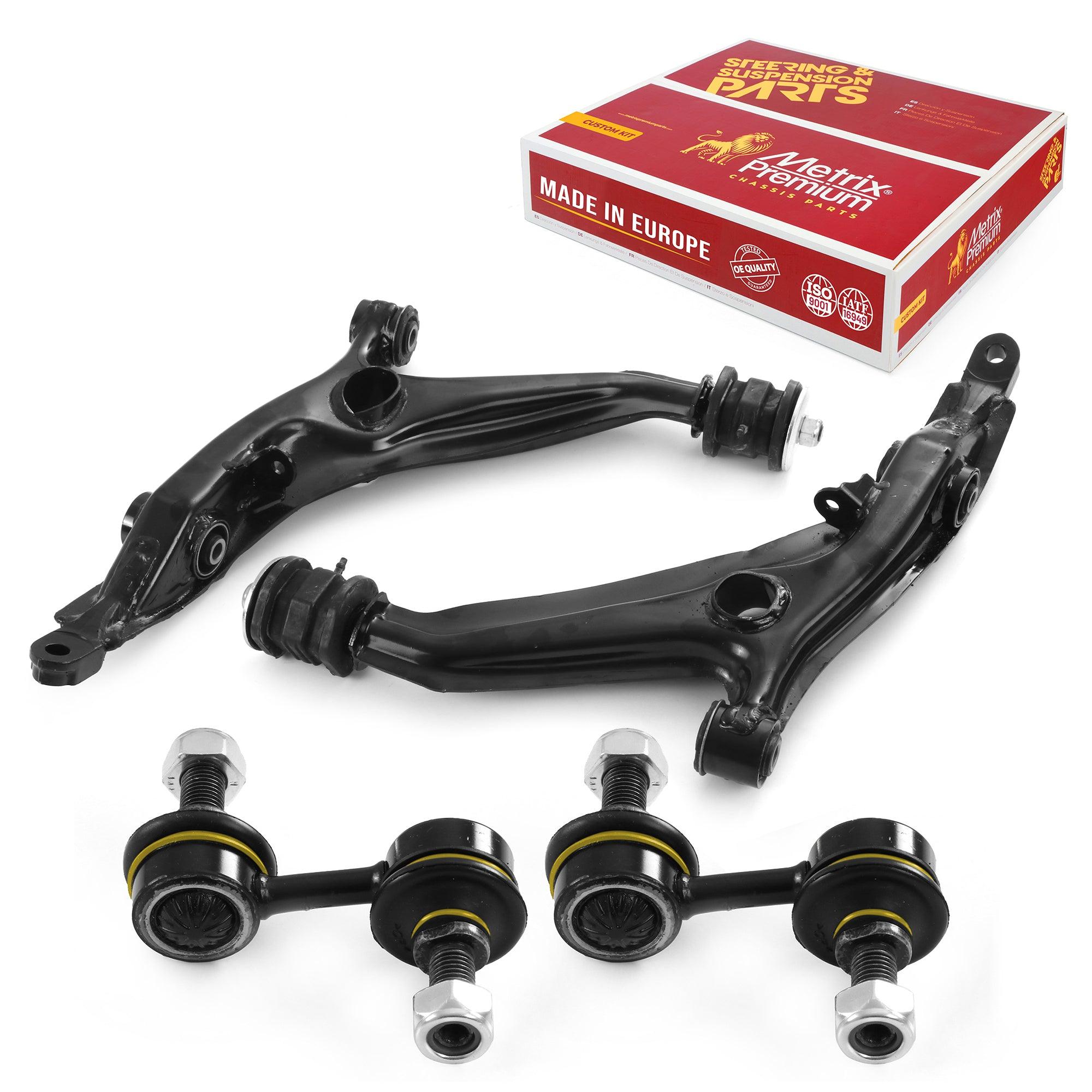 Metrix Premium 4 PC Front Lower Control Arm and Front Stabilizer Bar Link Kit 97632MT Suspension OEM fit Spare Parts