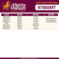 Metrix Premium 4 PC Front Upper Ball Joint and Front Lower Ball Joint Kit 97985MT fitment