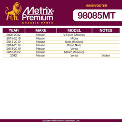 Metrix Premium 4 PC Inner Tie Rod End and Outer Tie Rod End Kit 98085MT fitment