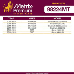Metrix Premium 4 PC Inner Tie Rod End and Outer Tie Rod End Kit 98224MT fitment