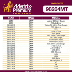 Metrix Premium 4 PC Inner Tie Rod End and Outer Tie Rod End Kit 98264MT fitment