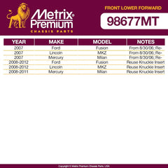 Metrix Premium 2 PC Front Control Arm Kit 98677MT fitment