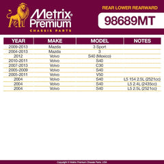 Metrix Premium 2 PC Rear Lower Rearward Control Arm Kit 98689MT fitment
