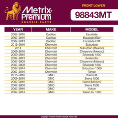 Metrix Premium 2 PC Front Ball Joint Kit 98843MT fitment