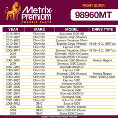 Metrix Premium 2 PC Front Tie Rod End Kit 98960MT fitment