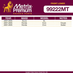 Metrix Premium 2 PC Front Ball Joint Kit 99222MT fitment