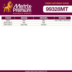 Metrix Premium 2 PC Front Left Outer and Front Right Outer Tie Rod End Kit 99328MT fitment