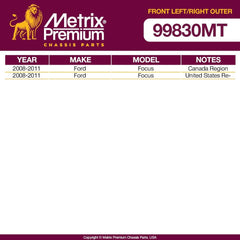 Metrix Premium 2 PC Front Left Outer and Front Right Outer Tie Rod End Kit 99830MT fitment